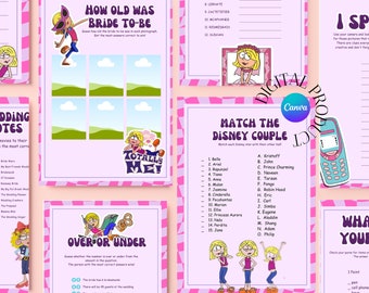 Bachelorette Games| Bachelorette Party Pink Hens Party Games|  lizzie mcguire Hens Party Bridal Shower Games | pink shower gamer