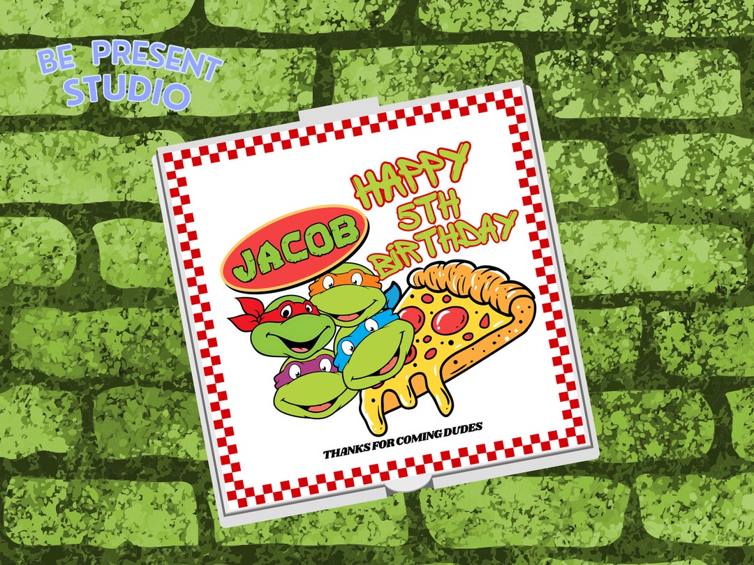 Custom Pizza Box Birthday Turtles Pizza Box Ninja Favor Personalized ...
