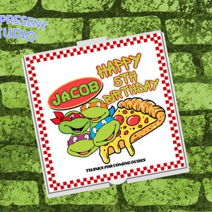 Turtle Pizza design Turtle Pizza Box PartyPizza Party Favor Tag Printable Mini Pizza Box Label Green Hero Turtle Birthday Digital Download