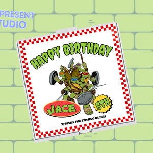 Turtle Pizza design Turtle Pizza Box PartyPizza Party Favor Tag Printable Mini Pizza Box Label Green Hero Turtle Birthday Digital Download