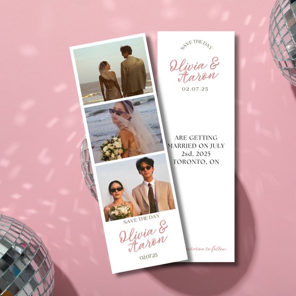 Photo Booth Save the Date Save the Date template  Photo Save the Date Retro Save the Date Strip save the Date Minimal Save the date