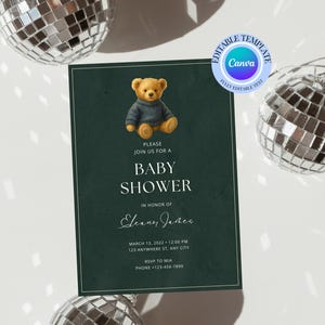 Polo Bear Baby Shower Invitation Classic Plaid Tartan Ralph Lauren-Inspire Luxury Preppy Theme Digital Editable Template Instant#18