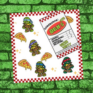 Turtle Pizza design Turtle Pizza Box PartyPizza Party Favor Tag Printable Mini Pizza Box Label Green Hero Turtle Birthday Digital Download