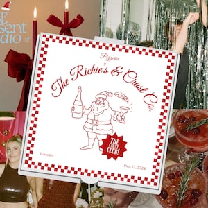 Weihnachtspizzaschachtel, Einladung zum Weihnachtsessen, personalisierte Pizzaschachtel, Weihnachtsgeschenk, Neujahrseinladung 2025, Pizzaschachtel Designs #031