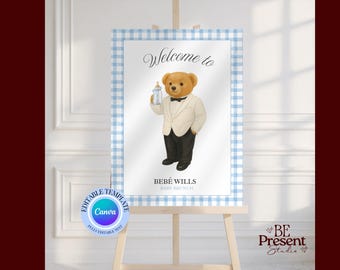 Polo Baby Shower Welcome Sign: Classic Plaid, Equestrian Design (Digital Download)