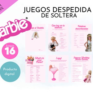 Set de juegos de despedida de soltera imprimible en español/ BARBIE despedida de soltera/ Instant Download Games Set /bridal shower Juego despedida de soltera