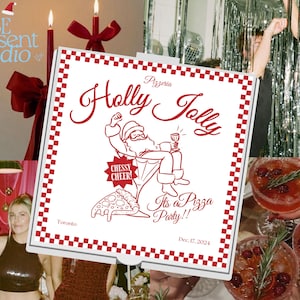 Weihnachtspizzaschachtel, Einladung zum Weihnachtsessen, personalisierte Pizzaschachtel, Weihnachtsgeschenk, Neujahrseinladung 2025, Pizzaschachtel Designs #030