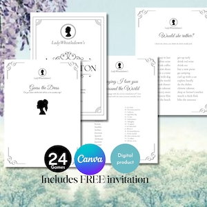 Jeux Bridgerton nuptiales modifiables : 24 jeux à thème Regency (téléchargement numérique)