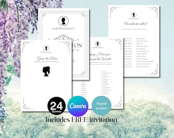 Editable Bridgerton Bridal Shower Games  Theme Bridal Shower Games, Regal Bridal Shower Games, Bridal Shower Games,  lady whistledown FREE