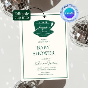 Coffee Cup Baby Shower Invitation Template (Digital Download)