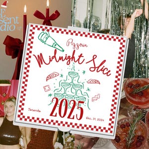 Weihnachtspizzaschachtel, Einladung zum Weihnachtsessen, personalisierte Pizzaschachtel, Weihnachtsgeschenk, Neujahrseinladung 2025, Pizzaschachtel Designs #034