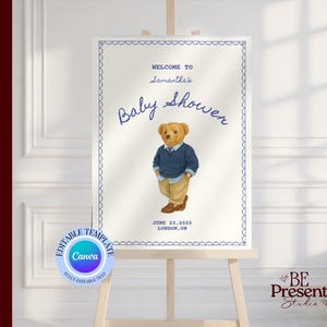 Ralph Lauren Plaid Baby Shower Welcome Sign Template (Digital Download)