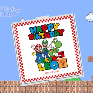 Mario Pizza Box  Birthday Party Favor Pizza design mario Pizza Box  Mini Pizza Box Green mario Turtle Birthday Digital Download