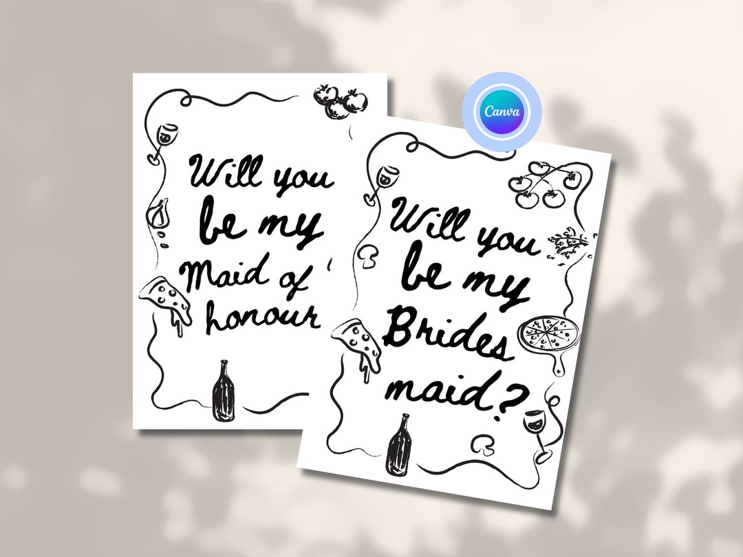 Be My Bridesmaid &amp; Maid of Honour Proposal, Combo Black and White Cards ...