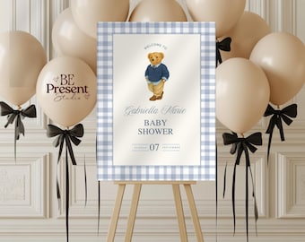 Ralph Lauren Polo Baby Shower Welcome Sign: Classic Plaid (Digital Download Template)