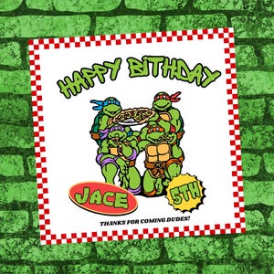 Turtle Pizza Box Party Favor Label  Pizza Party Favor Tag  Printable Mini Pizza Box Label Green Hero Turtle Birthday  Digital Download