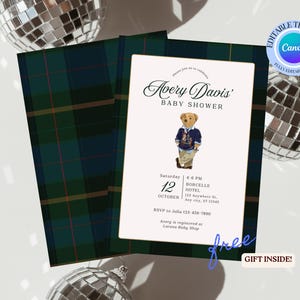Ralph Lauren Polo Babypartyeinladung Vorlage Bar Klassisches Karoeinladung Tartan Reiter Ralph Lauren Design Poloclub Babypolo