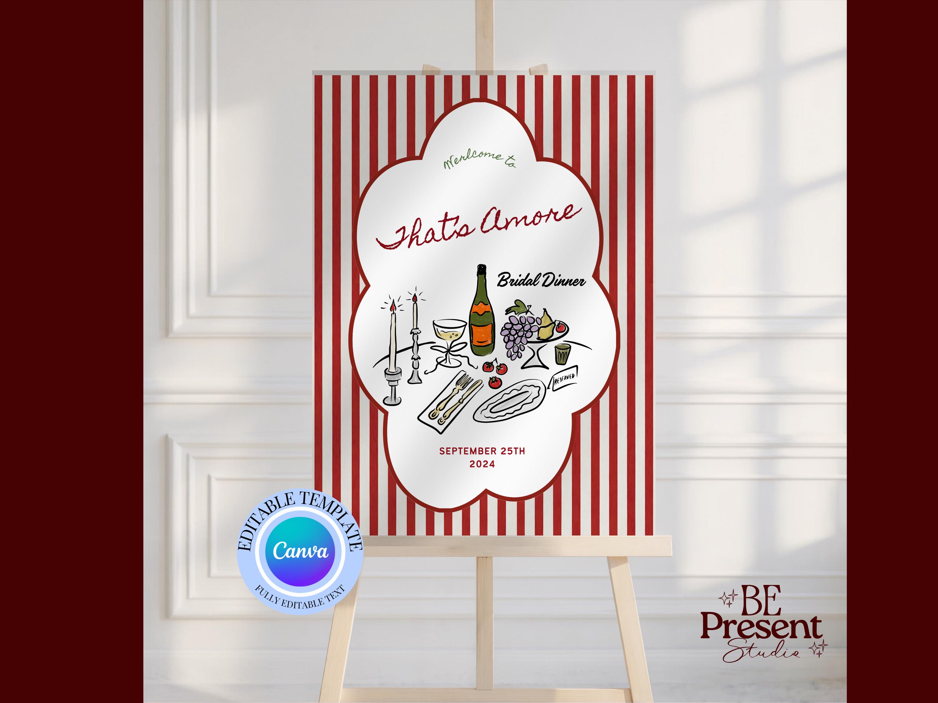 That's Amore Rehearsal Dinner Welcome Sign, That's Amore dinner Pizza Welcome Sign Template, Rehearsal dinner Pizza Party Italian Decor # 18