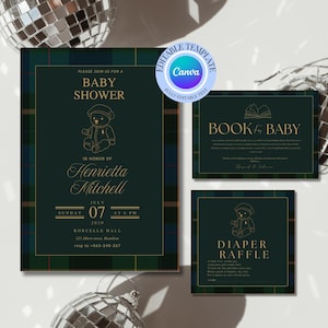 Polo Baby Shower Invitation: Plaid Equestrian Theme (Canva Template, Instant Download) #5