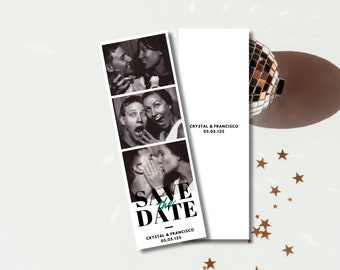 Photo Booth Save the Date, Save the Date template, Photo Save the date, Retro Save the date, polaroid card , Minimal Save the date.