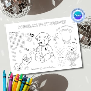 Polo Bear Baby Shower Placemat Activity: Coloring Page Games (PDF & PNG Files)