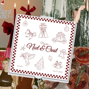 Weihnachtspizzaschachtel, Einladung zum Weihnachtsessen, personalisierte Pizzaschachtel, Weihnachtsgeschenk, Neujahrseinladung 2025, Pizzaschachtel Designs #032