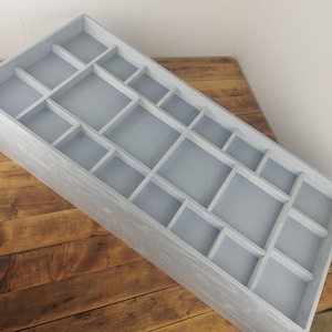 Drawer insert, shelf liner, Drawer liners, Organizer in a chest of drawers for a collection of jewelry, jewelry liners, fabric drawer liner