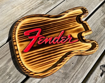 Large Wooden Fender Stratocaster Guitar Catch All Tray