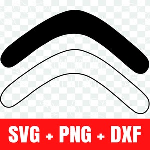 May include: Black and white boomerang design, SVG, PNG and DXF file formats.