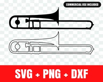 Silhouette de trombone au format SVG, contour de trombone au format SVG