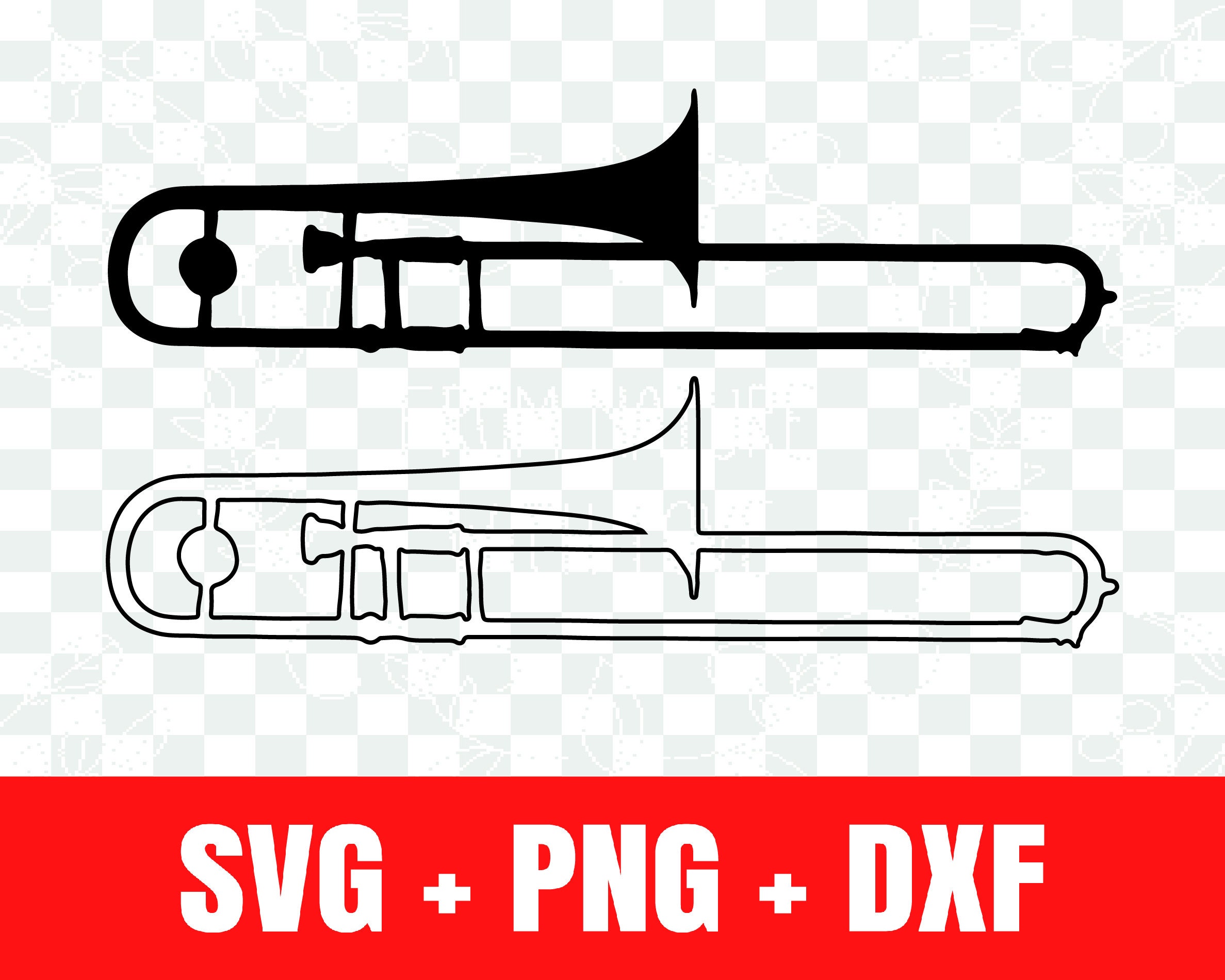 Trombone Silhouette Svg, Trombone Outline Svg Etsy