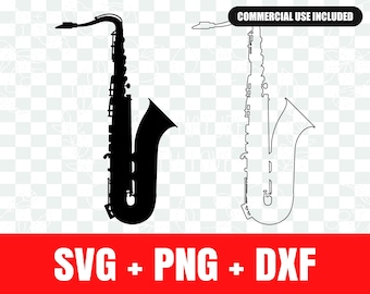 Silueta de saxofón svg, contorno de saxofón svg