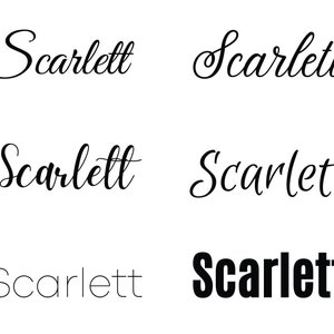Scarlett svg , Nombres de bebés svg, Nombres de boda svg