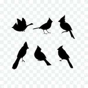May include: Silhouettes of five cardinal birds in black against a white background. The birds are in various poses, including flying, perched, and singing. The text "From Nature With Love" is written in white below the birds.