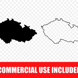 Silhouet van Tsjechië (SVG, PNG, DXF, lasersnijbestand), kaartvector voor Cricut, Silhouette, Glowforge, doe-het-zelf kunst, digitale download.