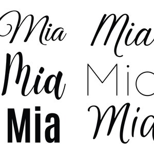 Mia svg , Nombres de bebés svg, Nombres de boda svg,