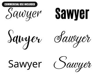 Sawyer svg, prénom Sawyer pour bébé svg, prénom Sawyer pour mariage svg