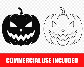 Fichier SVG, PNG et DXF de citrouille d'Halloween, silhouette et contour à découper au laser, téléchargement numérique Cricut.
