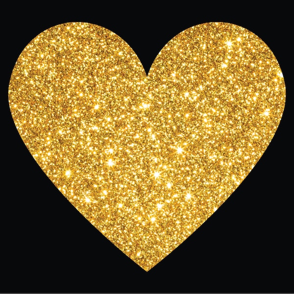 Gold Glitter Heart , Gold Heart Clipart , Gold Heart Cricut , Gold Heart print