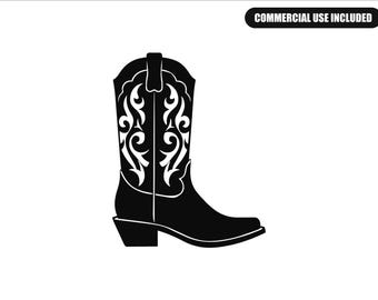 Silhouette de bottes de cowboy (SVG/PNG), fichier de découpe Cricut, décoration western, clipart bottes de campagne pour t-shirts et mugs, téléchargement numérique instantané