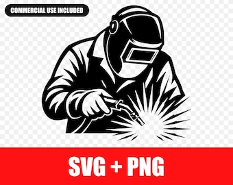 Casco de soldador SVG PNG, Archivo de corte Cricut Silhouette para trabajos industriales en metal, Arte para taller de garaje Descarga digital
