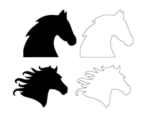 Pferdekopf Silhouette einfach: Ausmalbilder kostenlos für Groß und Klein!