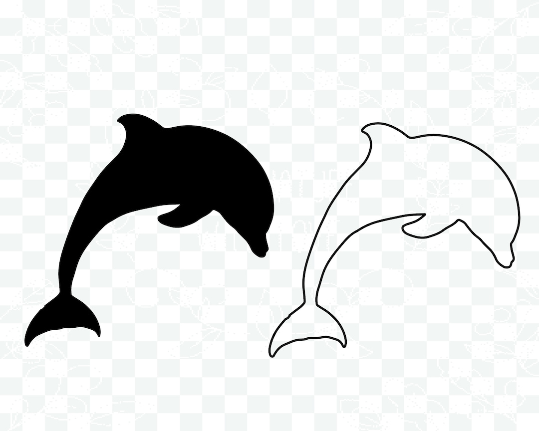 Dolphin Silhouette Svg , Dolphin Outline Svg Etsy