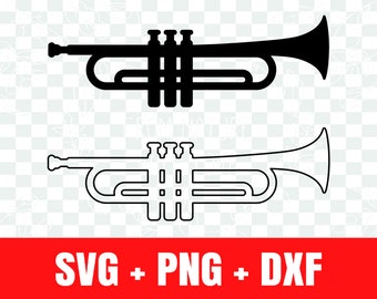 Trumpet silhouette svg, Trumpet outline svg