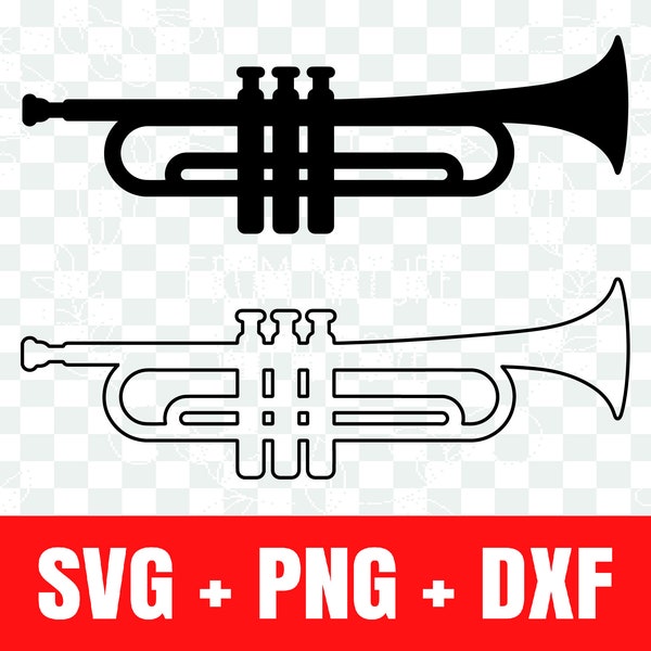 Trumpet silhouette svg, Trumpet outline svg