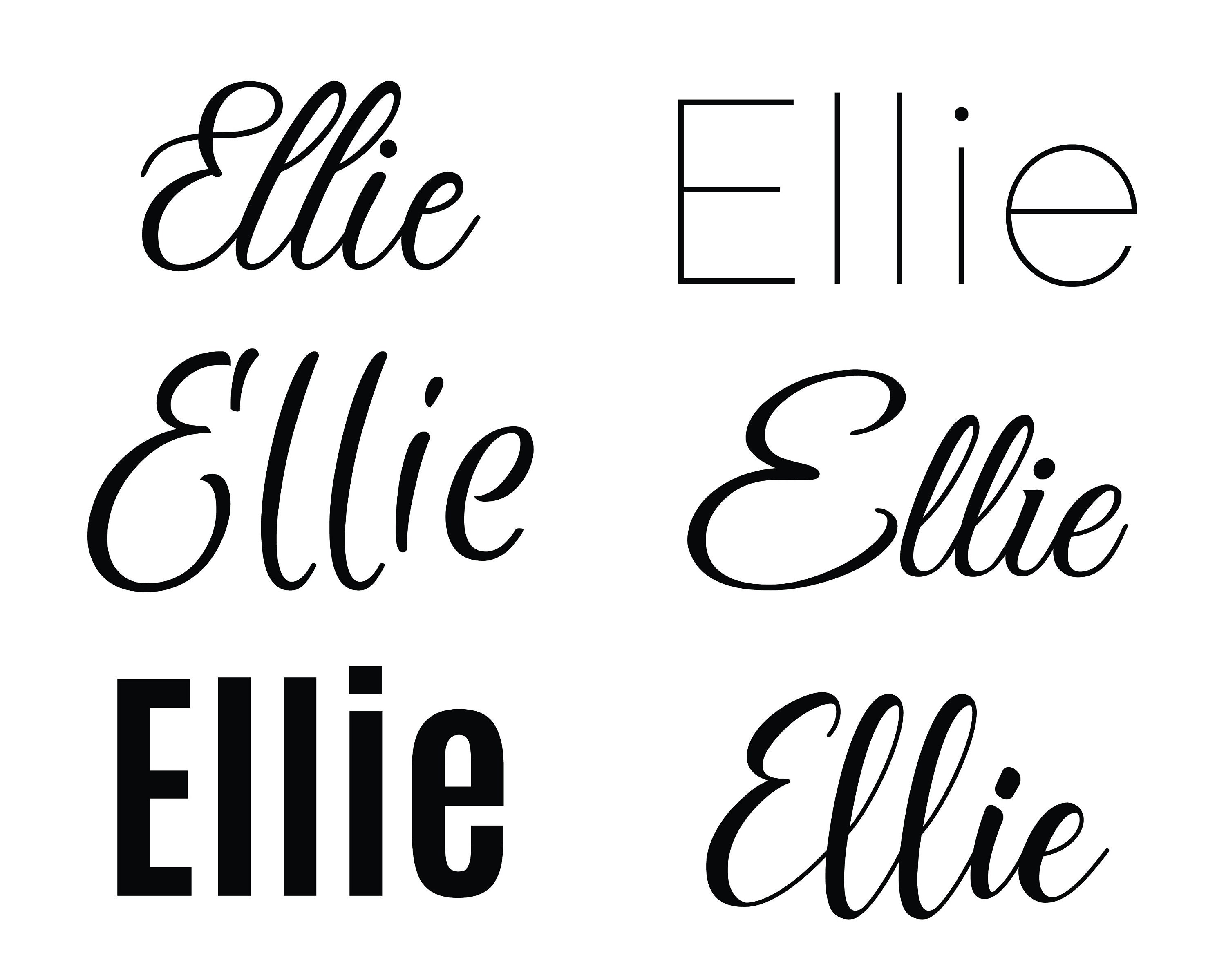 Ellie Female Name - in Stylish Lettering Cursive Typography Text