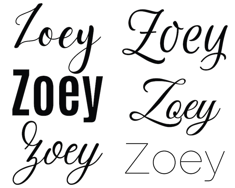 Zoey Svg Baby Names Svg Wedding Names Svg Etsy