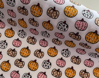 Pumpkin Polycotton Fabric// Halloween fabric, Autumn fabric, Pumpkin Fabric, Fall fabric, Cute fabric, Polycotton fabric, Pumpkins