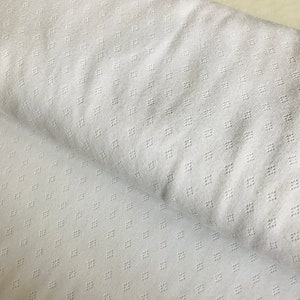 White Knit Pointelle Jersey Fabric// Soft two-way stretch cotton material, Pointelle fabric, Knit fabric, White fabric