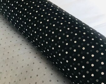 Silver Glitter Spot Black Organza Fabric// Organza fabric, Cute fabric, Sheer fabric, Black fabric, Fabric by the metre, Fun fabric, Glitter